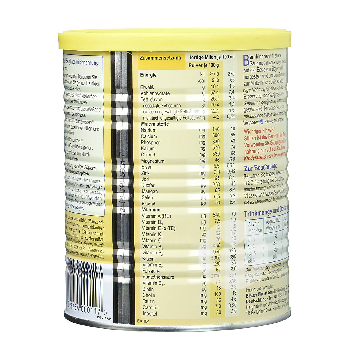 Bambinchen 독일블루플래닛염소분유 1 단계 * 6 해외버전