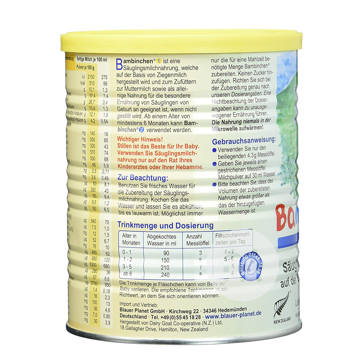 Bambinchen 독일블루플래닛염소분유 1 단계 * 6 해외버전