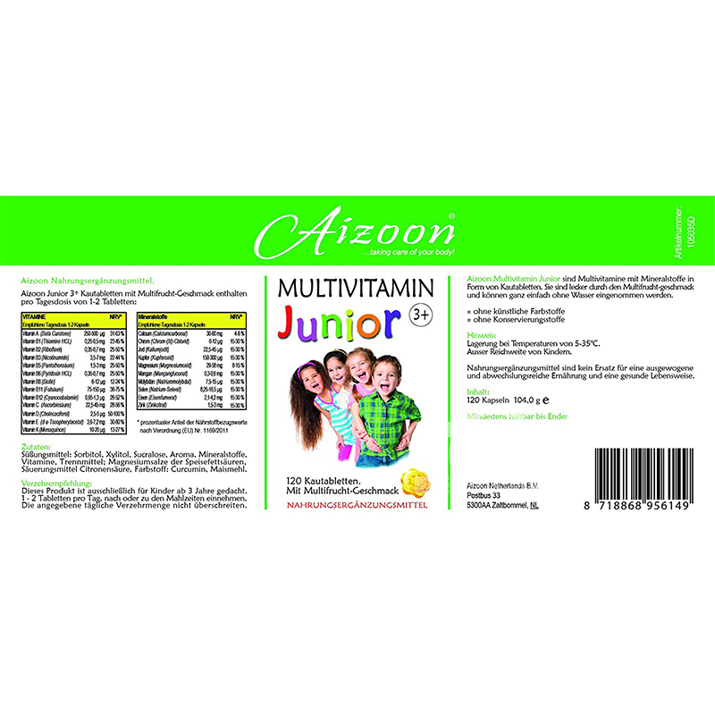 Aizoon 네덜란드어린이복합비타민씹기 120 해외판