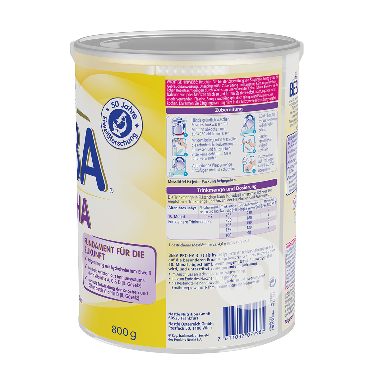 BEBA 독일적당히가수분해된우유분말 3 * 6 해외버전