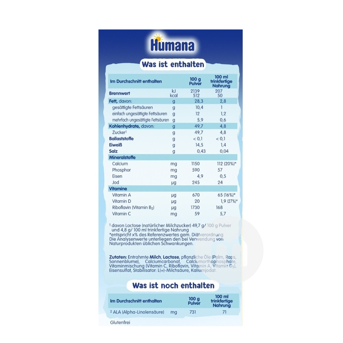 Humana 독일유아용분유 2+ 섹션 650g * 4 박스해외버전