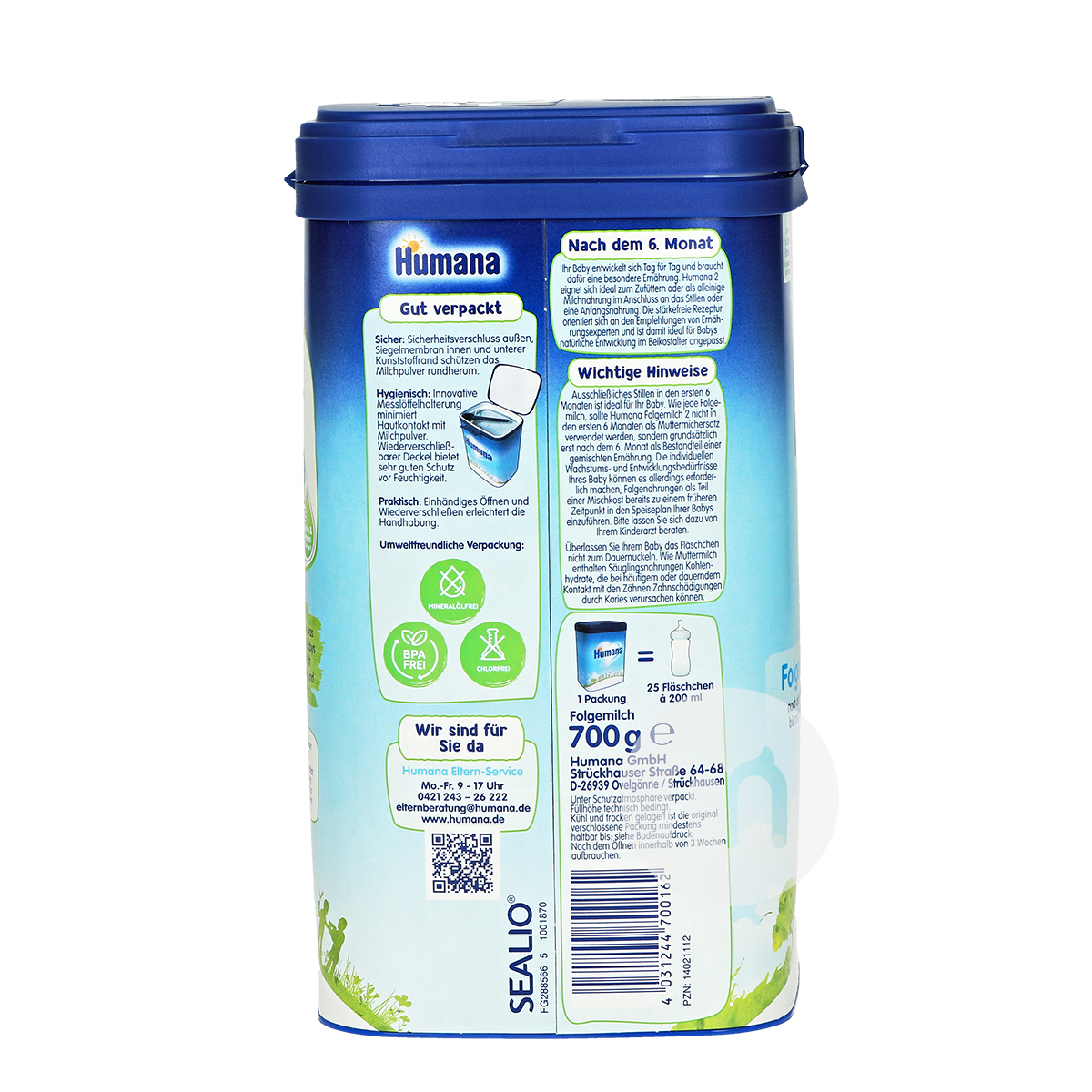 Humana 독일유아용분유 2 개단락 * 4 상자신판해외판