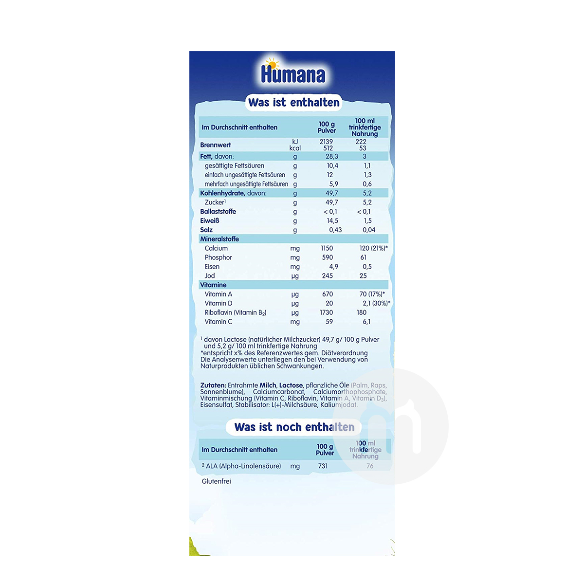 Humana 독일베이비밀크파우더 1+ 650g * 4 Box 해외버전