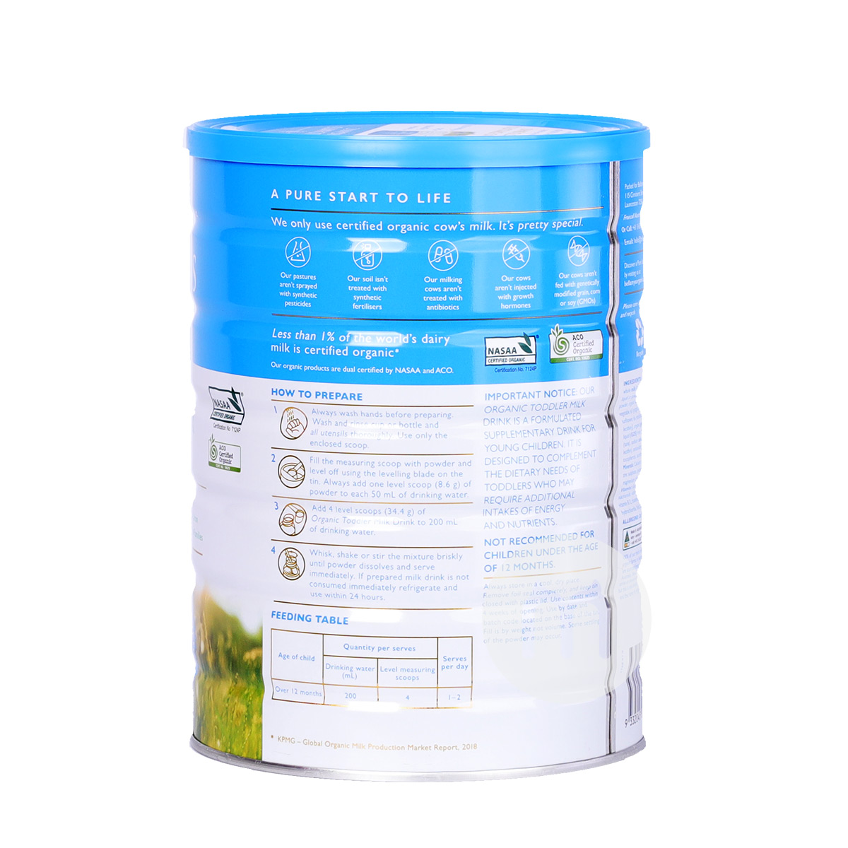 BELLAMY S 호주유기농베이비밀크파우더 3 단계 900g * 6 캔호주현지표준