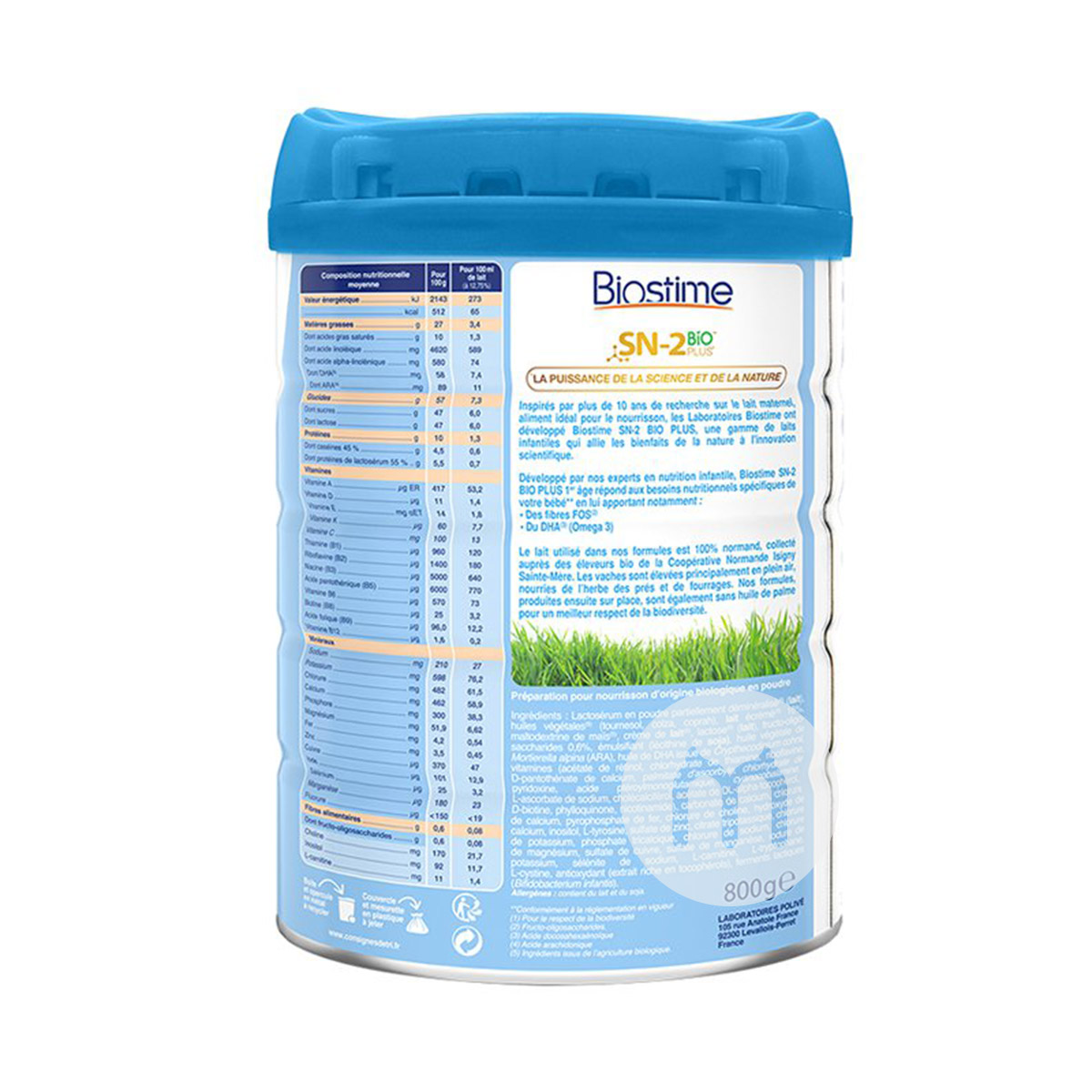 Biostime 프랑스유기농베이비밀크파우더 1 단계 800g * 6 캔프랑스어버전