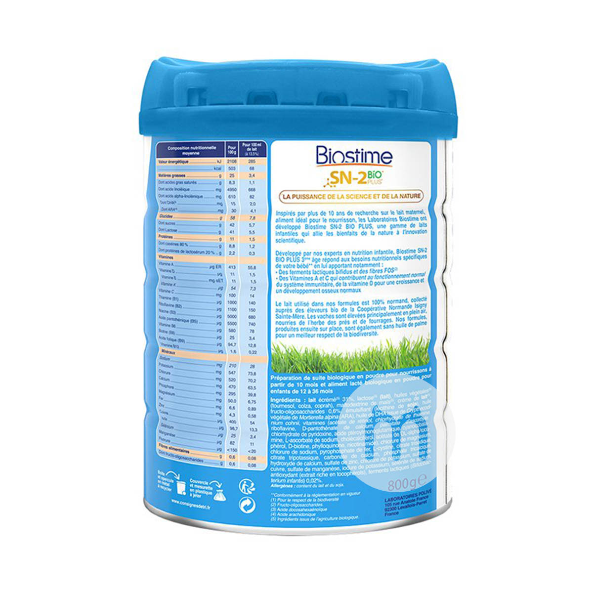 Biostime 프랑스유기농베이비밀크파우더 3 단계 800g * 6 캔프랑스어버전