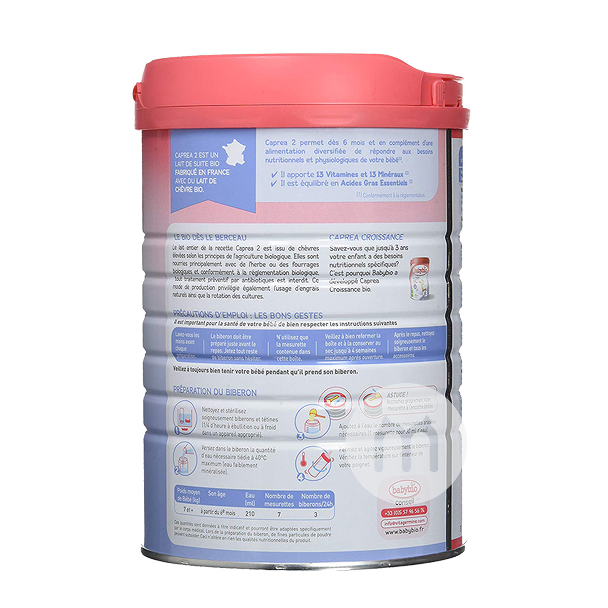 Babybio아기염소우유분말 900g * 6 캔의 2 단계프랑스어버전