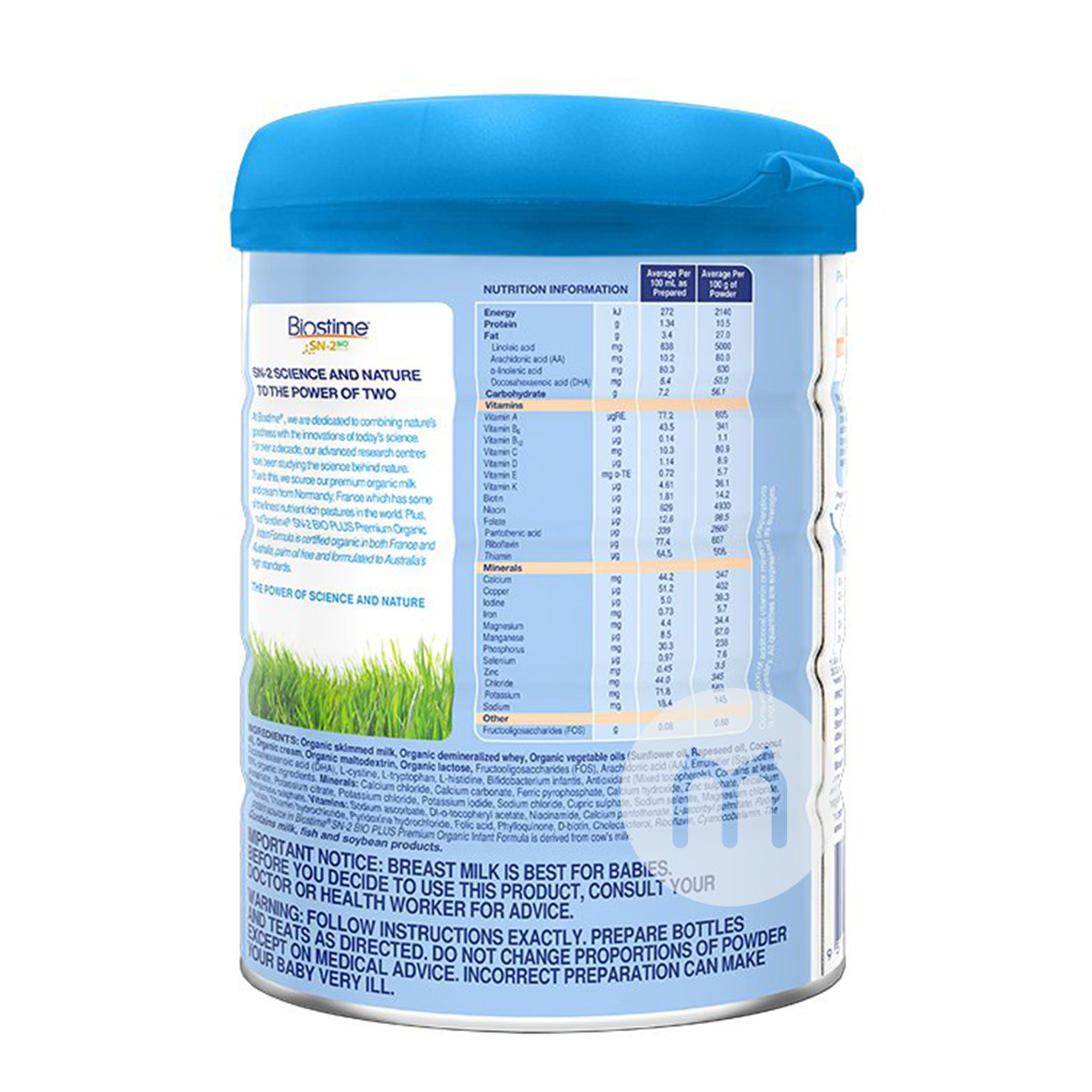 Biostime 호주유기농베이비밀크파우더 1 단계 800g * 6 캔호주판