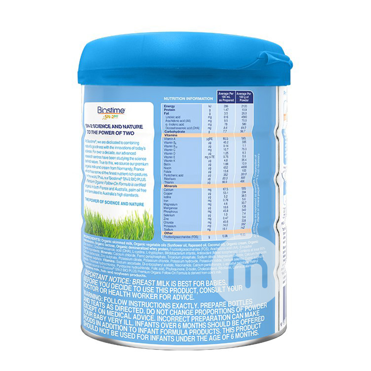 Biostime 호주유기농베이비밀크파우더 2 단계 800g * 3 캔호주판