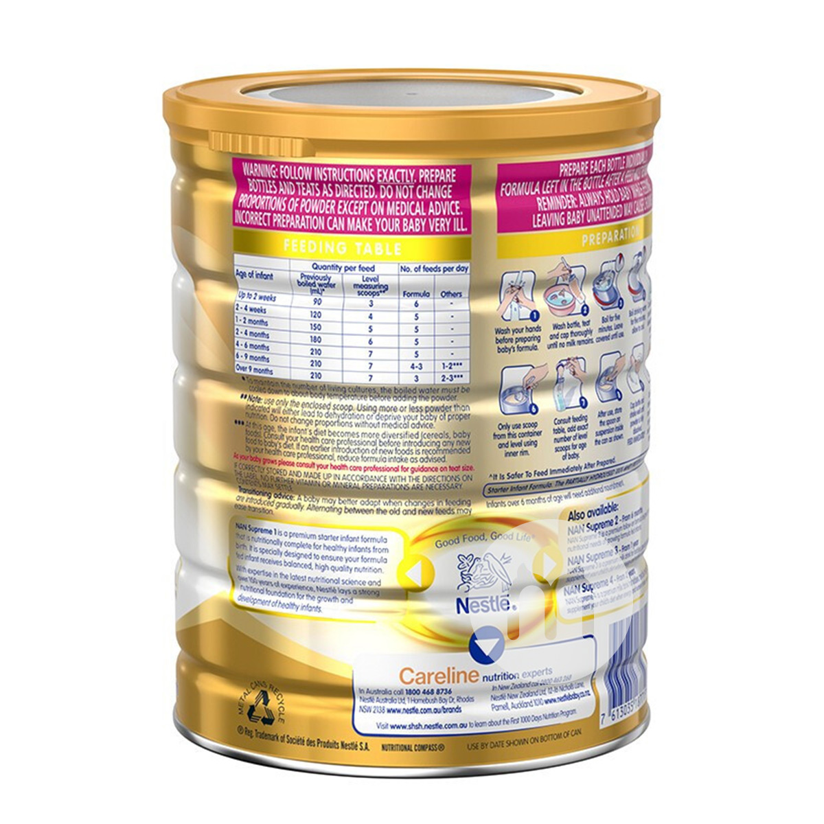 Nestle 호주 HA 적당히가수분해된알레르기가없는베이비밀크파우더 1 단계 800g * 3 캔Australian Bodycare버전