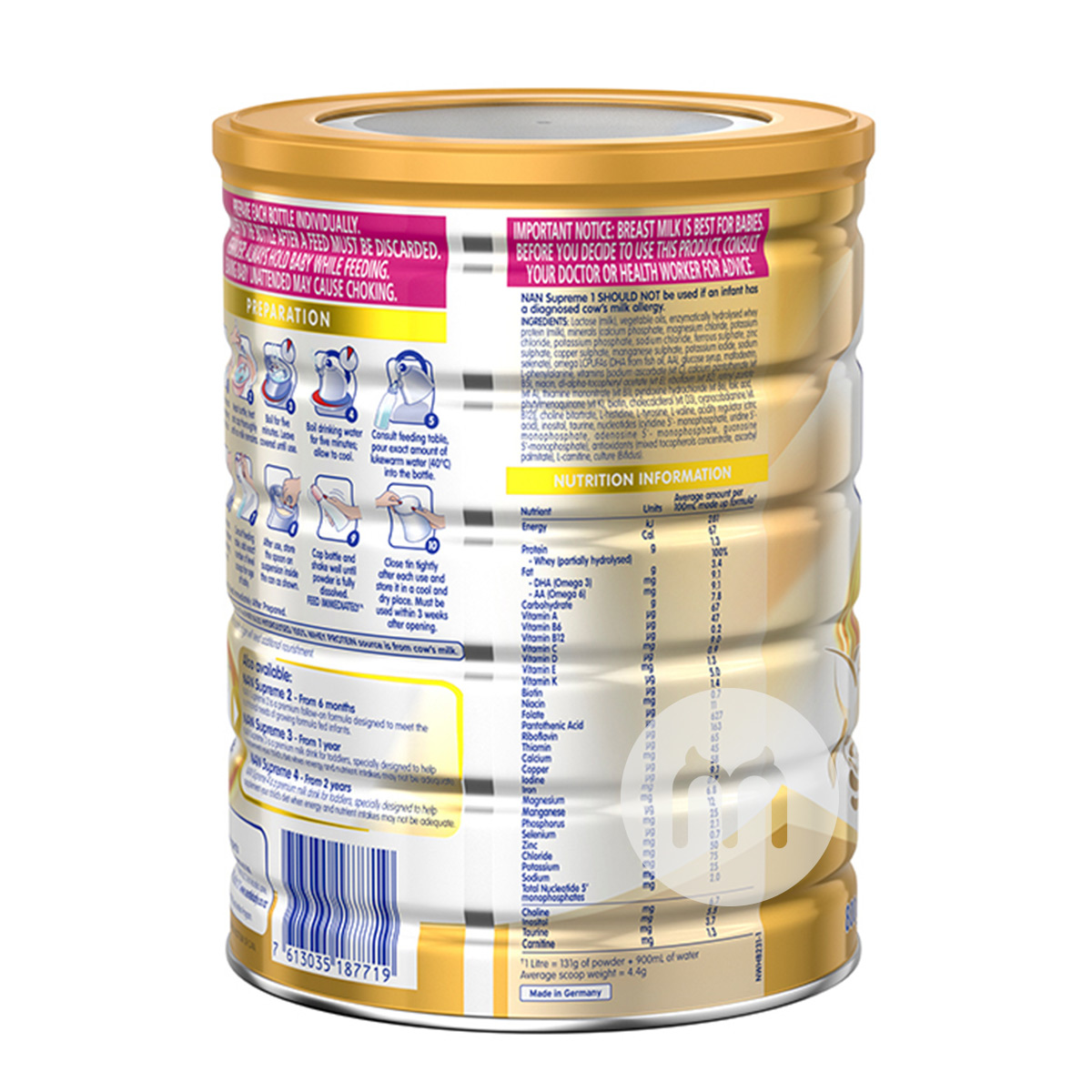 Nestle 호주 HA 적당히가수분해된알레르기가없는베이비밀크파우더 1 단계 800g * 3 캔Australian Bodycare버전