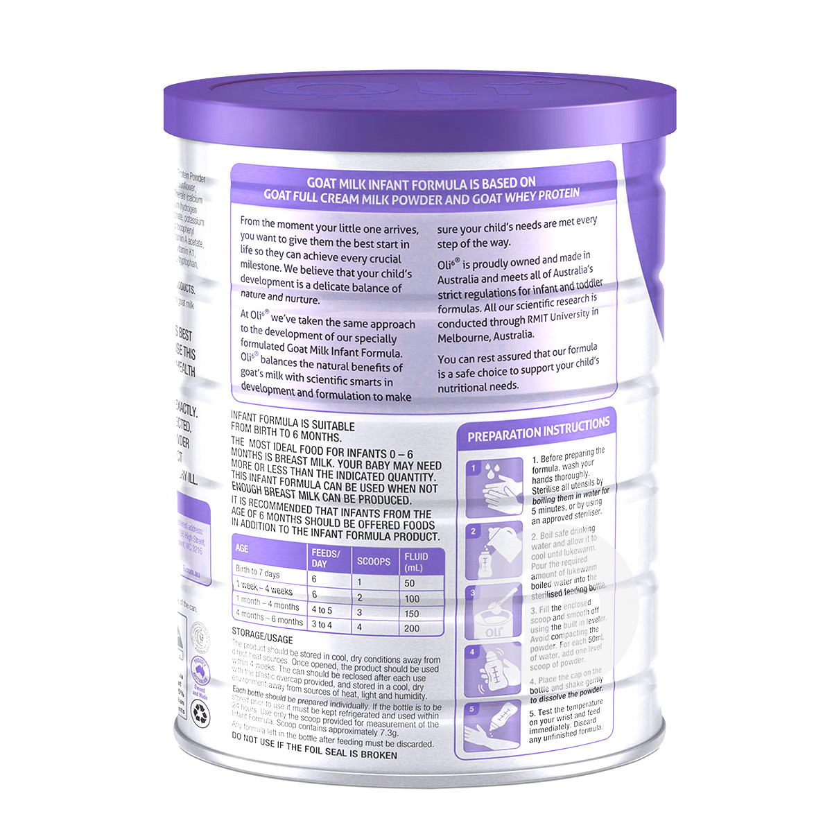 Oli6 호주아기염소분유 1 단계 800g * 6 캔호주버전