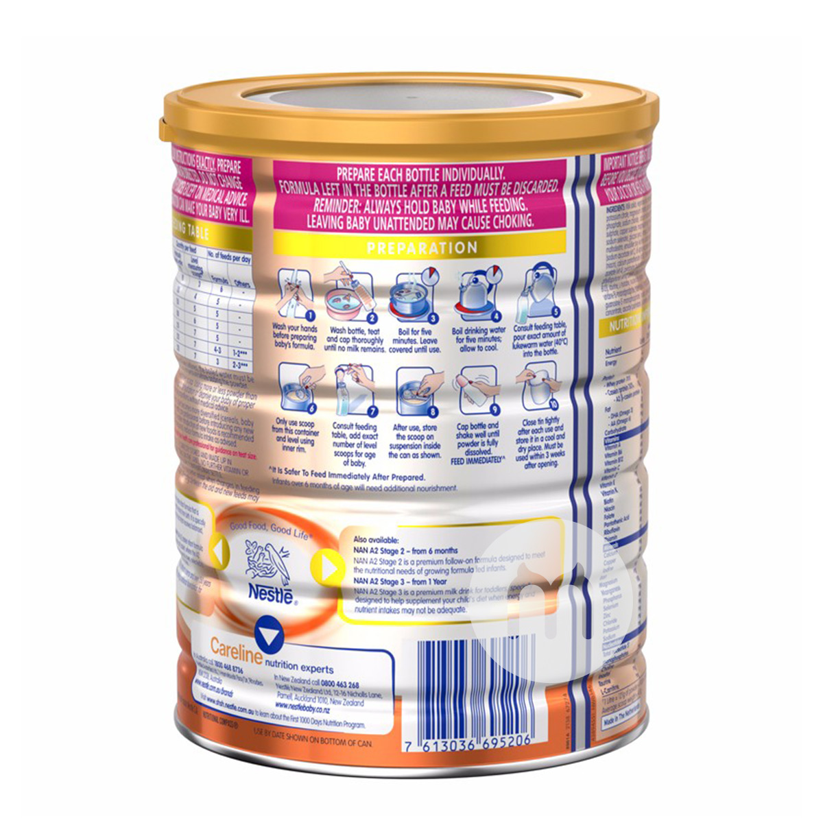 Nestle Australian Bodycare A2 카제인프로바이오틱유아분유 1 단계 800g * 6 캔버전