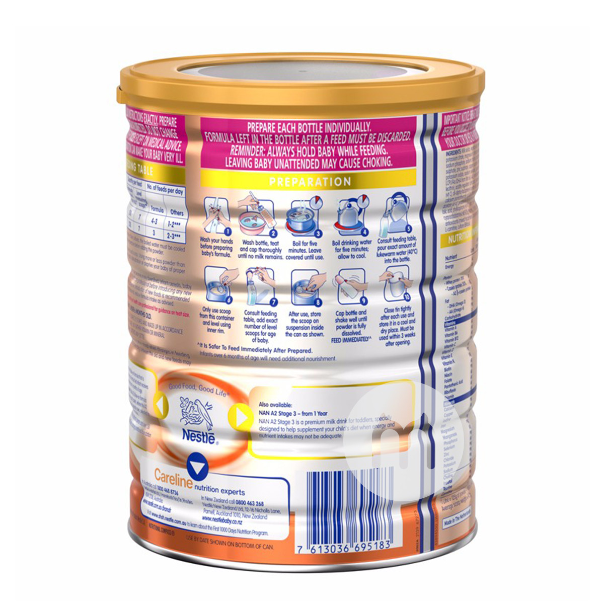 Nestle 호주 A2 카제인생균제분유 2 단 800g * 3 캔호주판