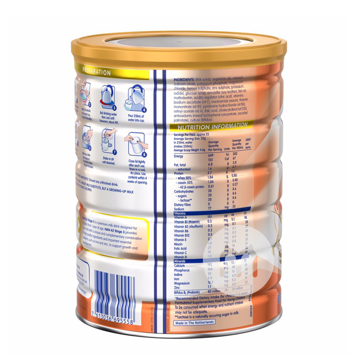 Nestle Australian Bodycare A2 카제인프로바이오틱유아분유 3 단계 800g * 6 캔호주버전