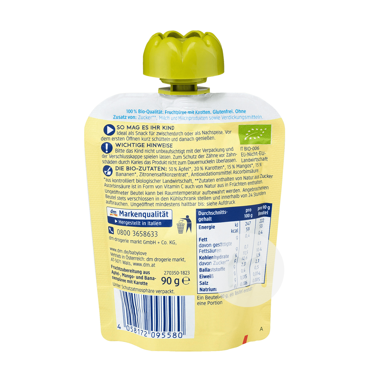 Babylove 독일유기농사과망고바나나당근퓨레흡입음악 1 세이상 * 6 해외버전