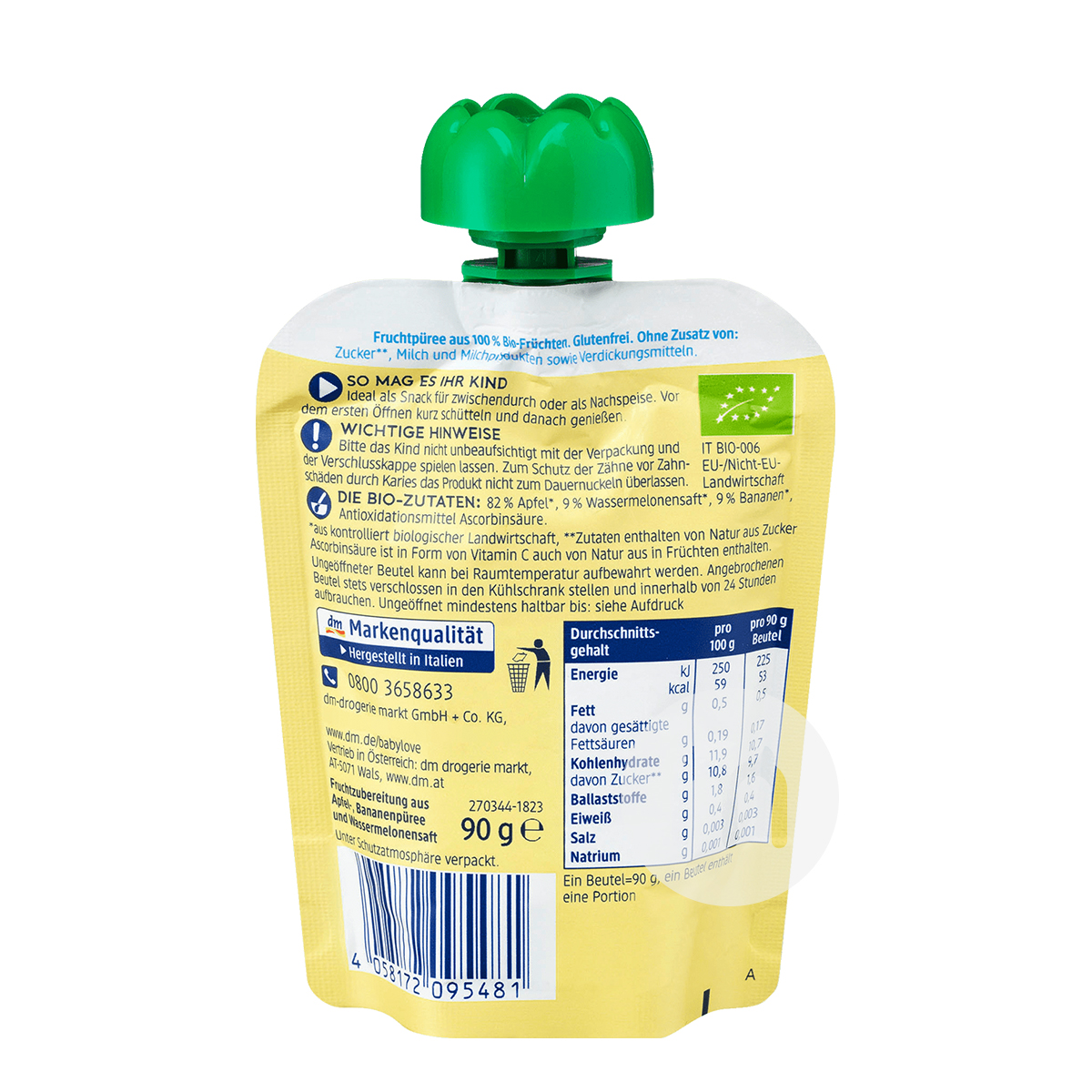 Babylove 독일유기농사과수박바나나퓨레 1 세이상 * 6 해외버전