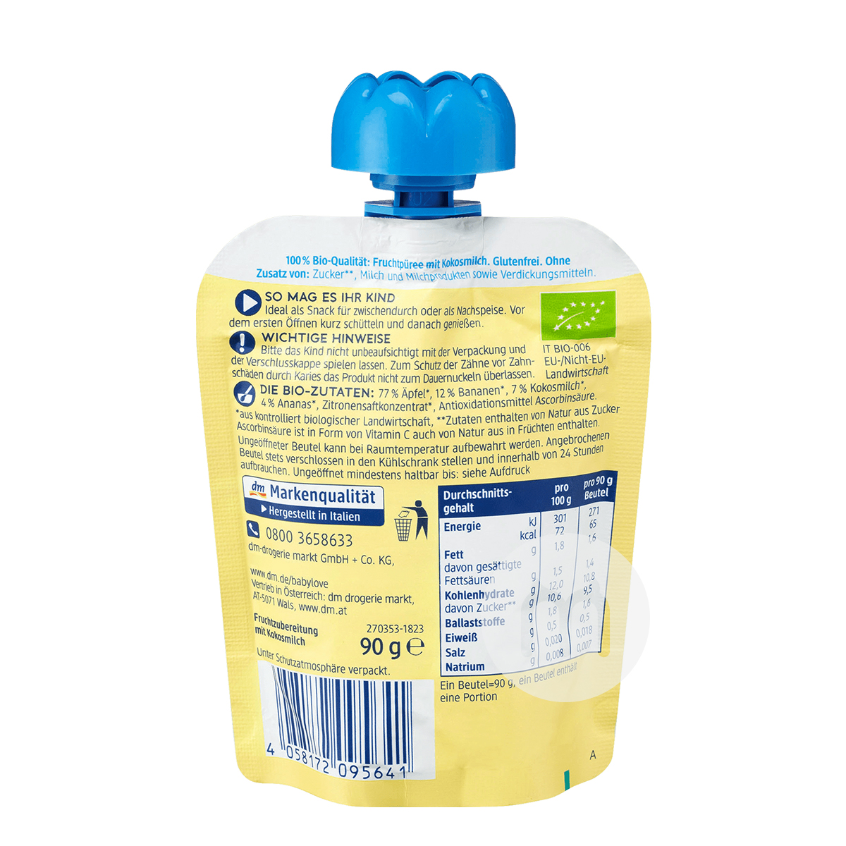 Babylove 독일유기농바나나파인애플사과코코넛밀크퓌레흡입음악1 년이상 * 6 해외