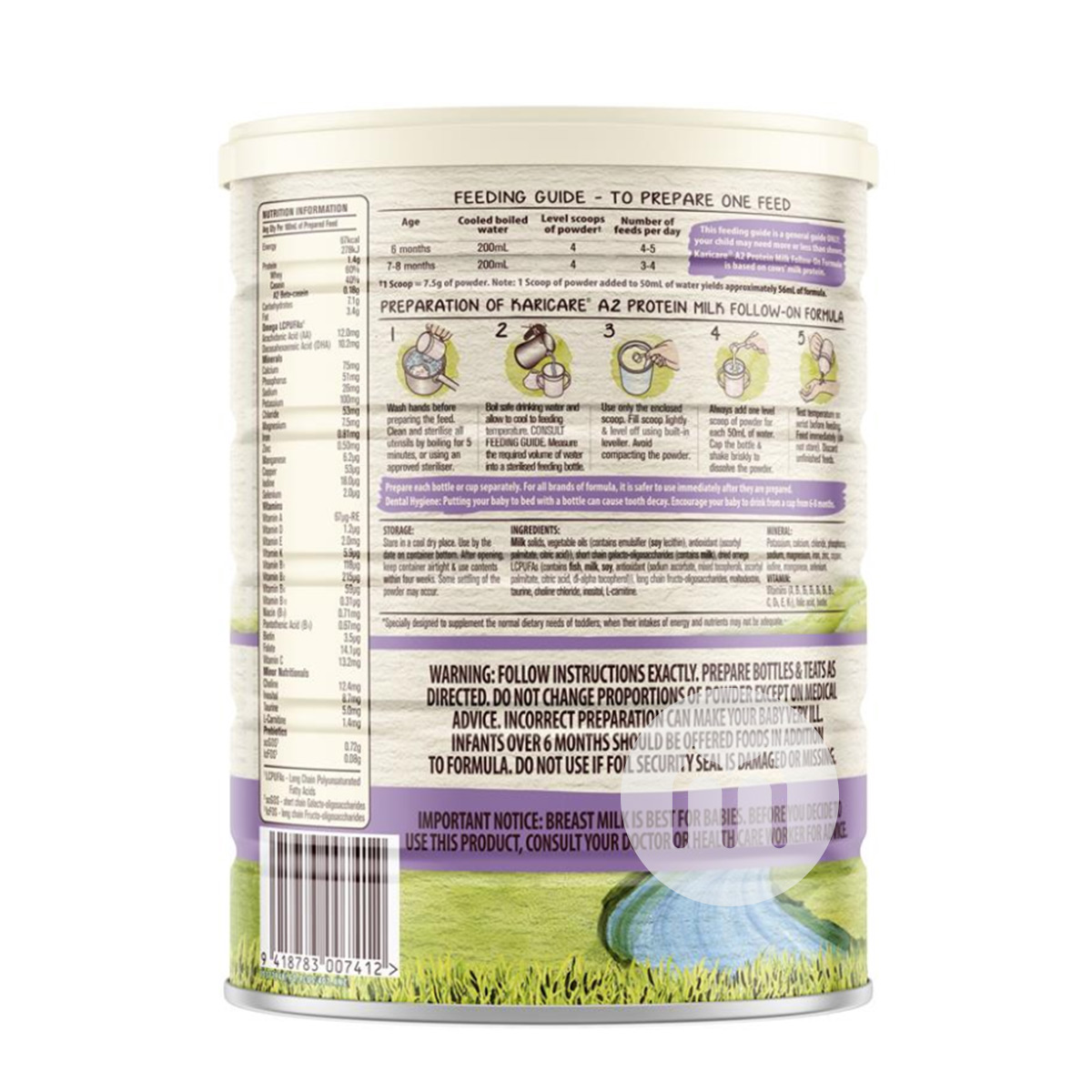 Karicare 호주골드의상 a2 카세인베이비밀크파우더 2 단계 * 3 캔호주