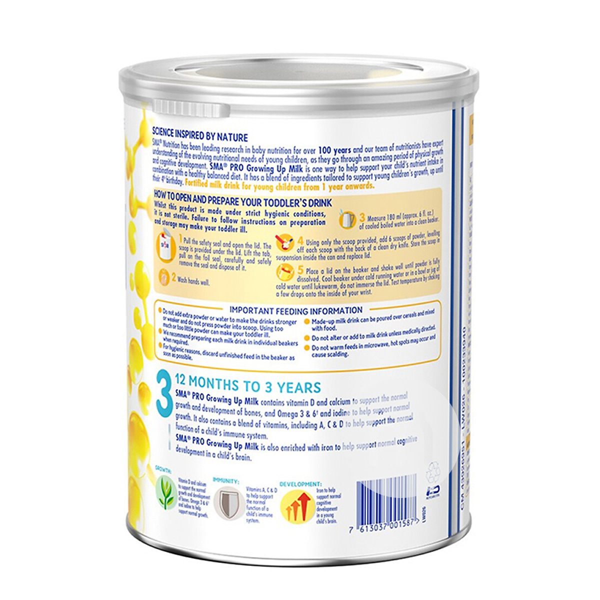 SMA 영국유아용분유 3 단 800g * 4 캔영국판