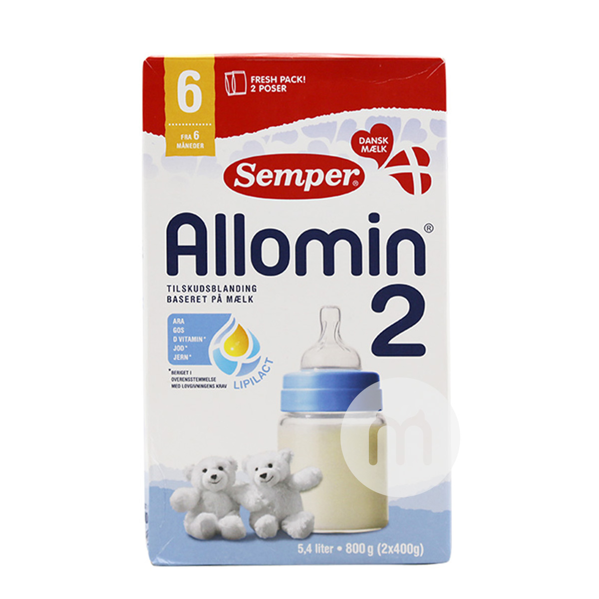 Semper덴마크유아용분유 2 단 800g * 6 박스덴마크어버전