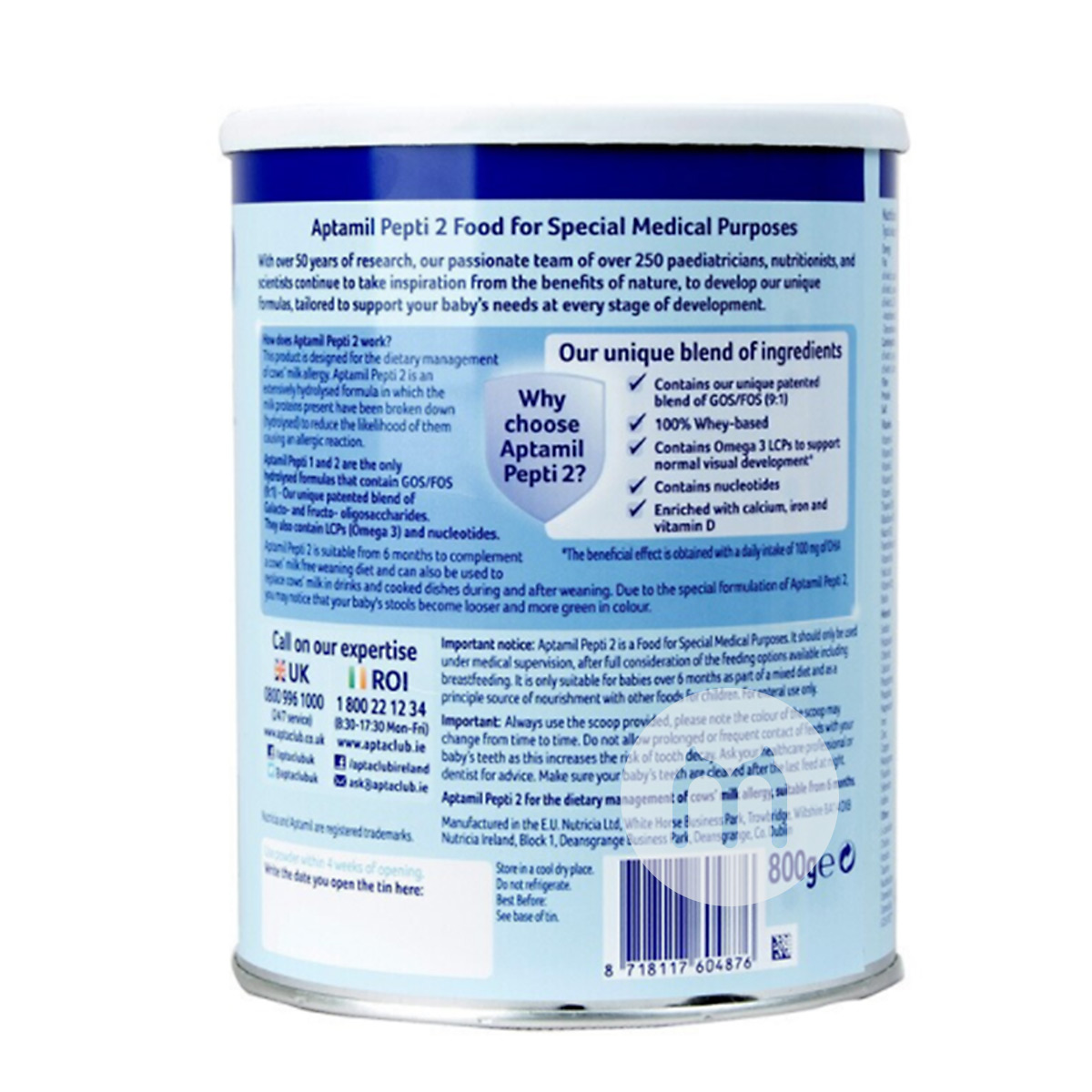 Aptamil 영국깊은가수분해무감각아기분유 2 단계 800g * 4 캔영국버전