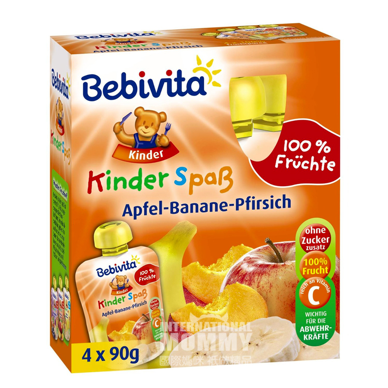 Bebivita 독일사과바나나복숭아퓨레 12 개월에걸쳐음악을빠는 360g 해외버전