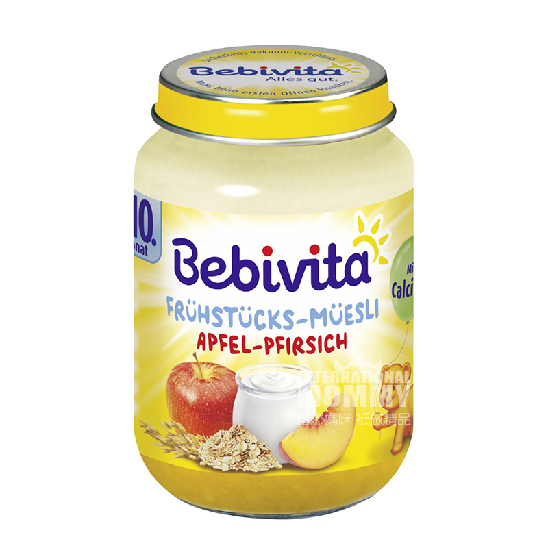 Bebivita 독일유기사과복숭아아침시리얼진흙 10 개월 160g * 6 해외버전
