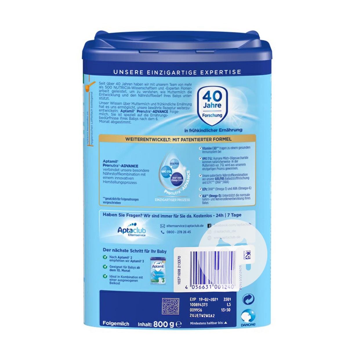 Aptamil 독일분유 2 단계 * 6 캔해외판