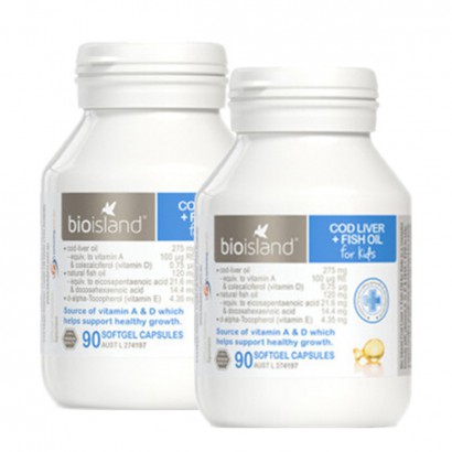 [2 개가격] Bioisland 호주바이오아일랜드베이비대구간유 + 생선기름캡슐 90 캡슐해외버전