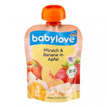 Babylove 독일유기농사과복숭아바나나퓨레흡입음악 90g 해외...