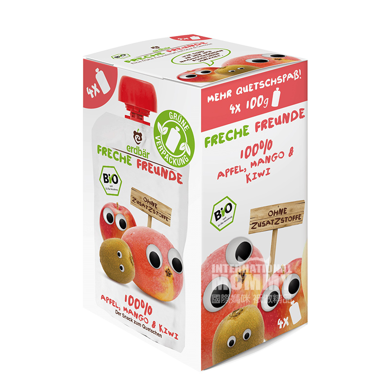 Erdbar 독일유기농사과망고키위흡입 4x100g 해외버전