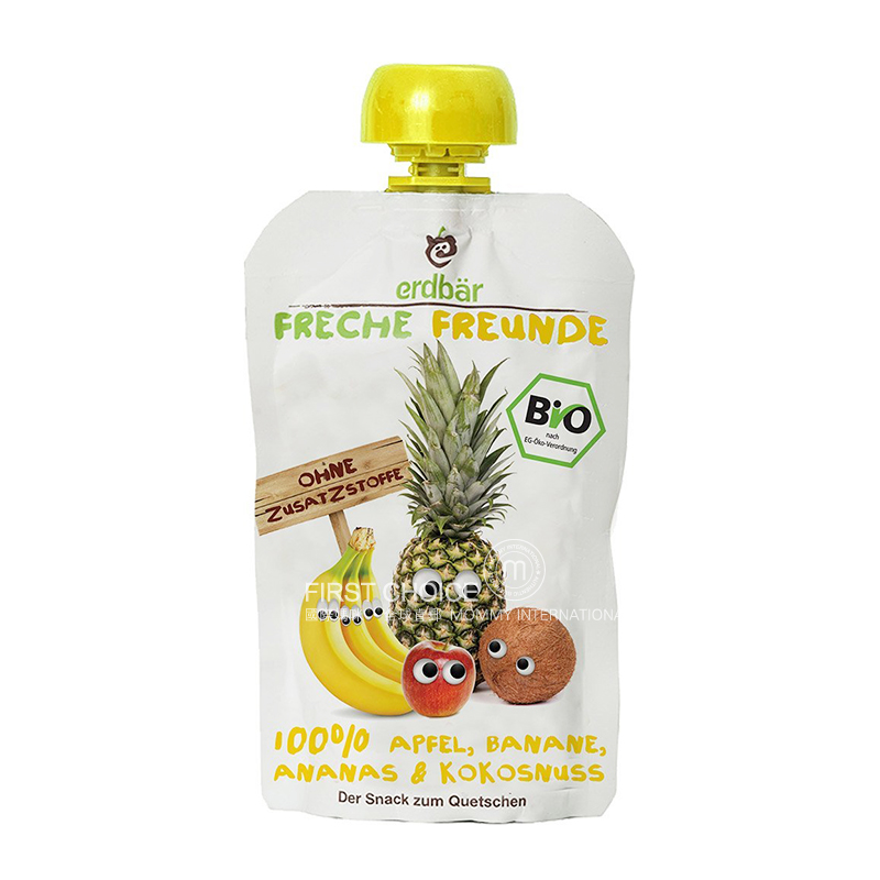 Erdbar 독일유기농어린이퓨레빠는음악사과바나나파인애플코코넛맛 * 6 해외판