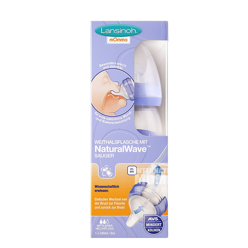 Lansinoh 미국 mOmma 자연파도계열 pp 젖병 240 ml - 6 개월해외버전