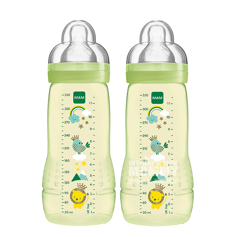 MAM 오스트리아안티폴 PP 플라스틱넓은입실리콘젖병 330ml 2 팩이상 4 개월이상해외버전