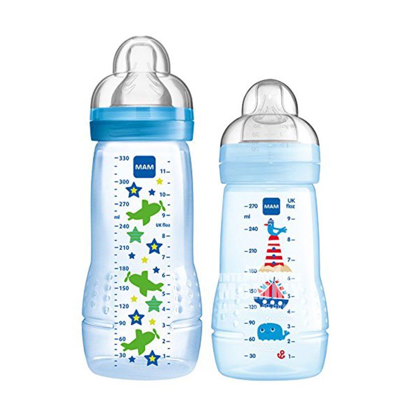 MAM 오스트리아방울 PP 플라스틱넓은입실리콘병크기 2 개세트해외버전