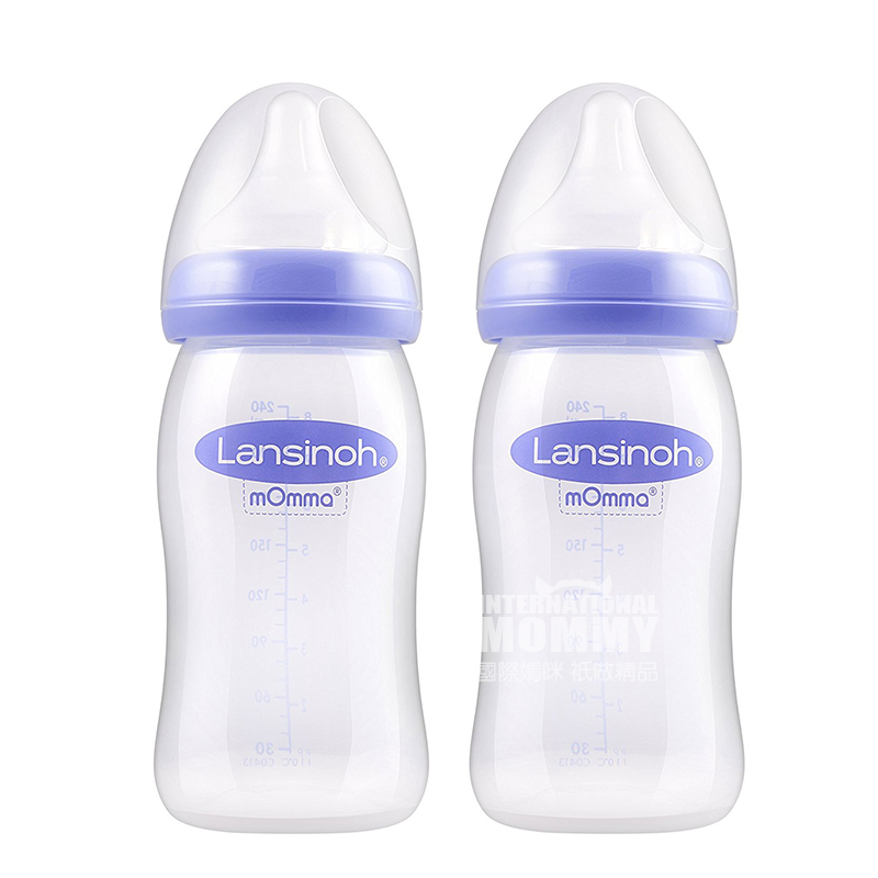 Lansinoh 미국 mOmma 자연웨이브시리즈 PP 우유병 240ml * 2 개 0-6 개월해외버전