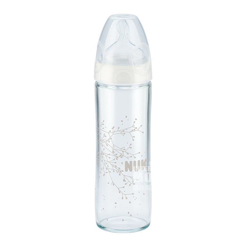 NUK 독일 NUK 클래식넓은입실리콘젖꼭지유리우유병 240ml 0-6 개월해외버전