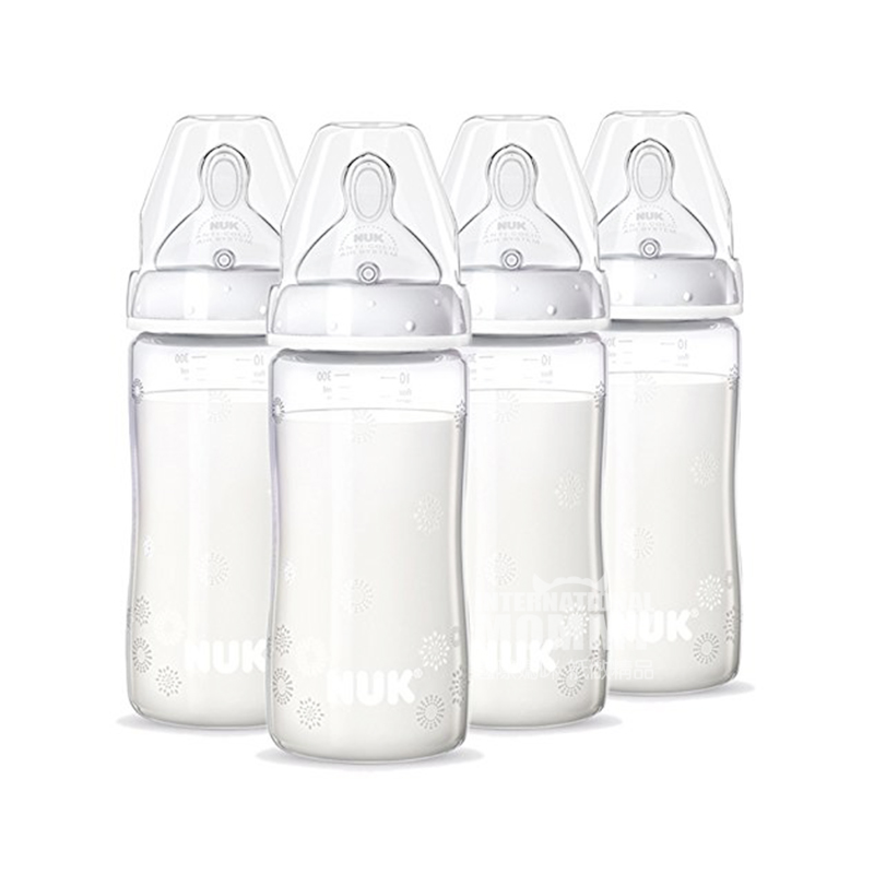 NUK 독일 NUK 넓은입 PP 플라스틱젖병 4 종세트 300ml 0-6 개월해외버전