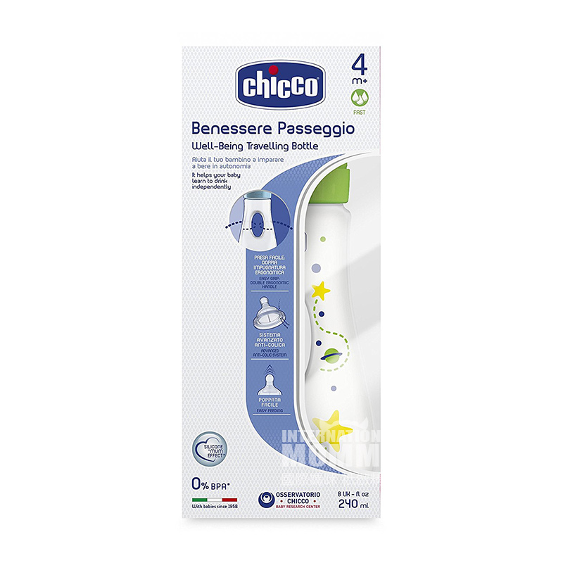 Chicco 이탈리아베이비광대 PPL 플라스틱젖병 240 ml 실리카겔젖꼭지 4 개월이상해외판
