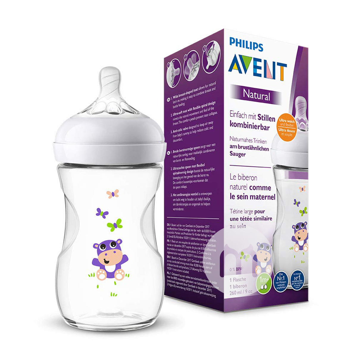 PHILIPS AVENT 영국광구경자연원생 PP 캐릭터젖병 260 ml - 6 개월해외버전