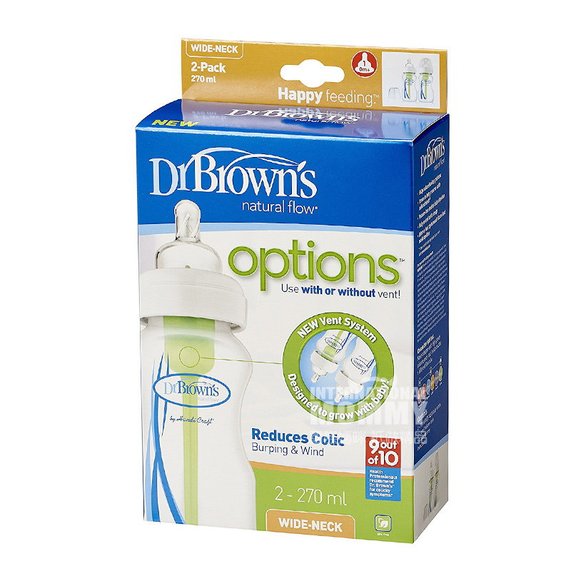 Dr Brown`s 미국광구경 PP 젖병 270 ml 2 개포장 0 - 3 개월해외버전