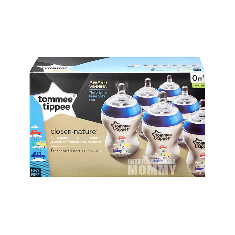 Tommee Tippee 영국넓은입헛배름 PP 젖병 6 * 260ml 파랑 0-3 개월해외버전