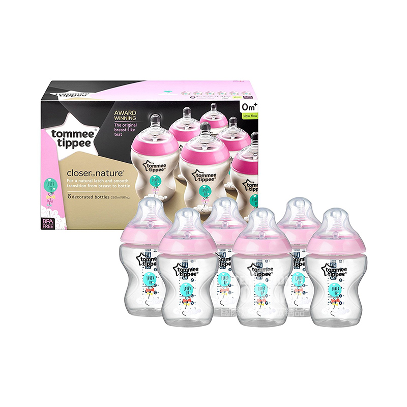 Tommee Tippee 영국넓은입헛배름 PP 젖병 6 * 260ml 핑크 0-3 개월해외버전