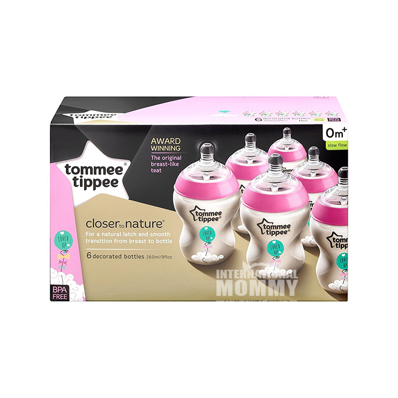 Tommee Tippee 영국넓은입헛배름 PP 젖병 6 * 260ml 핑크 0-3 개월해외버전