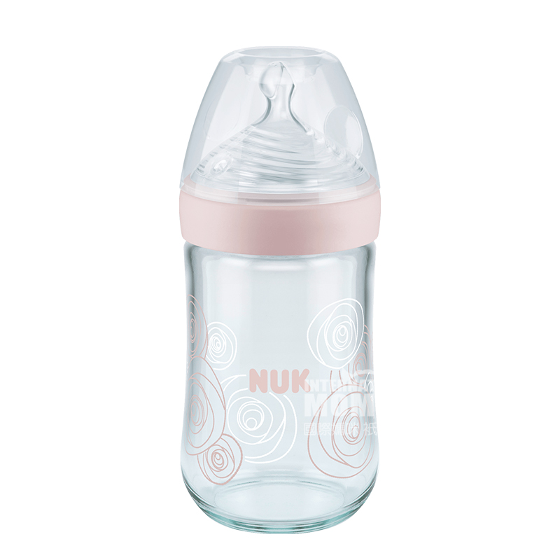 NUK 독일 NUK 매우넓은입유리우유병실리콘젖꼭지 240ml 0-6 개월핑크해외판