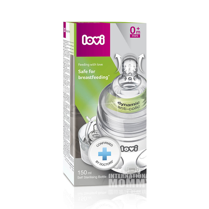 Lovi 폴란드배가스방지폭구경동태젖병 150 ml 0 개월이상해외판