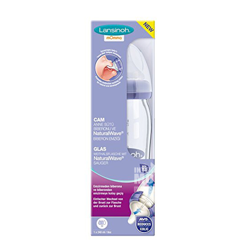 Lansinoh 미국 mOmma 자연파도시리즈유리젖병 240 ml 3 개월이상해외버전