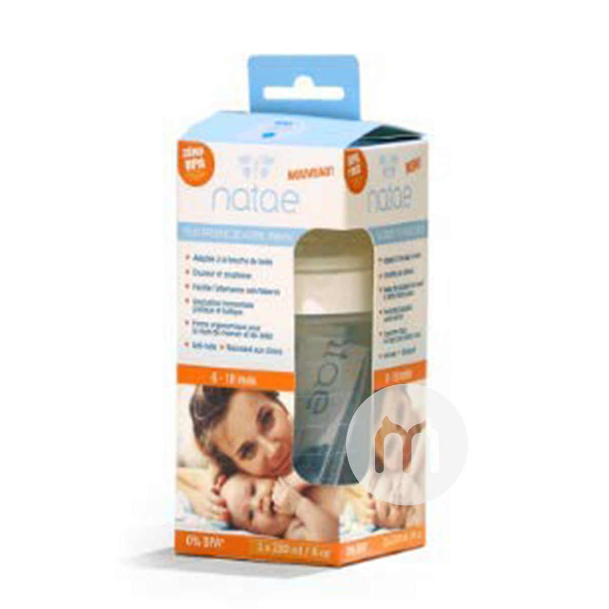 Natae 프랑스나태와이드고무고무젖꼭지 PP 우유병 230ml 6-18 개월해외버전