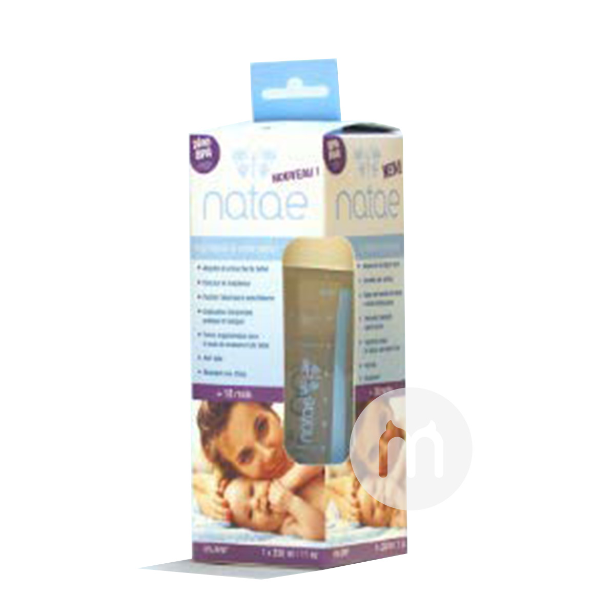 Natae 프랑스나태넓은입실리콘젖꼭지 PP 우유병 230ml 6-18 개월해외버전